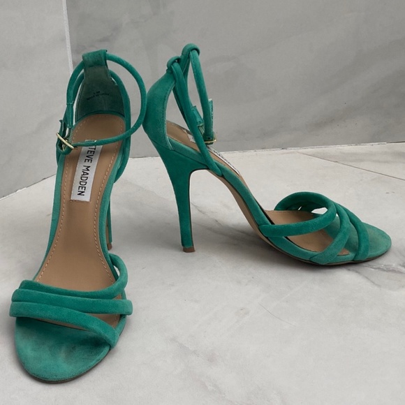 Steve Madden Turquoise Suede Heels - 6.5 - Picture 4 of 8